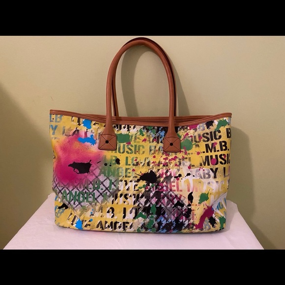 L.A.M.B. Y2K Purse Gwen Stefani Williamsfield Graffiti Logo Satchel Handbag - Picture 2 of 8